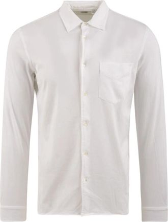Aspesi Cotton Jersey Shirt - Heren - Casual Overhemden - Wit - S - Katoen - Overhemden