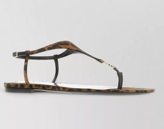 Saint Laurent animal print flat sole open toe sandals