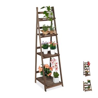 Relaxdays Relaxdays - Estanter&iacute;a Plantas De 4 Niveles, Madera, Marr&oacute;n Oscuro, 160 X 41 X 49 Cm