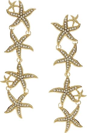 Olivia Welles Starfish Faux Pearl Trail Drop Earrings in Gold /Clear at Nordstrom Rack
