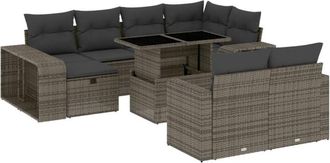 vidaXL Set De Sof&aacute;s De Jard&iacute;n 11 Pzas Y Cojines Rat&aacute;n Sint&eacute;tico Gris Vidaxl