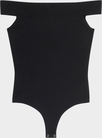 Michael Kors Off-The-Shoulder Superfine Merino Knit Bodysuit