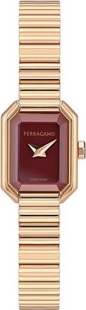 Ferragamo Crystal Petite Bracelet Watch, 15mm x 20mm in Ip Rose Gold/red at Nordstrom