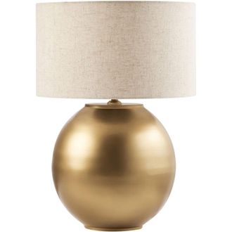 Beliani Beliani - L&aacute;mpara De Mesa Moderna Pantalla De Lino De Algod&oacute;n Una Luz Base De Lat&oacute;n Sobramati