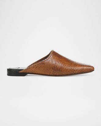 Vince Dakota Snake-Embossed Leather Mules