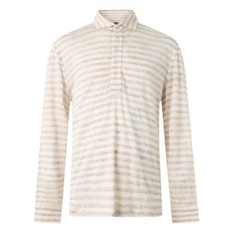 Fedeli Five ML Long-sleeve Polo - Heren - Tops - Beige - Maat: L Linnen