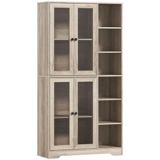 HOMCOM Alacena de cocina 90x35x172 cm gris claro