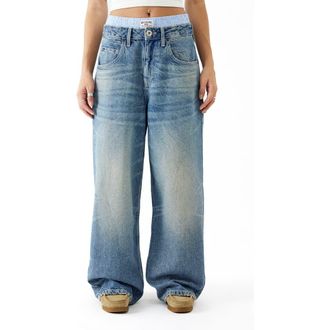 BDG Boxer Waistband Wide Leg Jeans in Light Vintage at Nordstrom Rack, Size 29 32