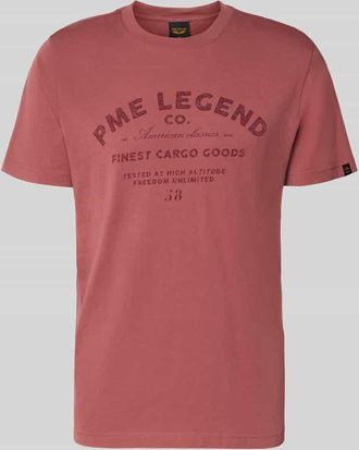 PME Legend Regular Fit T-Shirt mit Logo-Print in Rostrot, Gr&ouml;&szlig;e XXXL