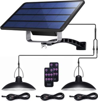 OEM Luces Solares De Doble Bombilla Con Clasificaci&oacute;n Ip65 A Prueba De Agua, Con Encendido Autom&aacute;tico Del Anochecer Al Amanecer Y Control Remoto Para Cobe