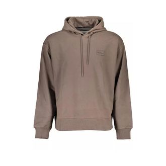 Calvin Klein Hoodies, male, Brown, Size: XL Brown Cotton Hooded Sweater