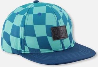 Deux par Deux Flat Brim Printed Checkerboard Cap in Teal Printed Checkerboard at Nordstrom, Size 12-24 M