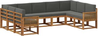 vidaXL Conjunto De Sof&aacute;s De Exterior 9 Uds. Natural Y Antracita Vidaxl