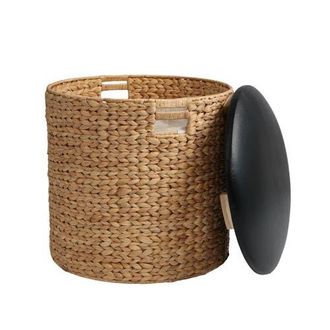 Happimess Josie 18 Modern Coastal Hand-Woven Hyacinth Storage Ottoman with Lid in Natural/black at Nordstrom