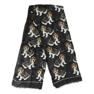 Dolce & Gabbana Scarves, unisex, Multicolor, Size: ONE SIZE Dog Print Modal Wool Wrap Foulard