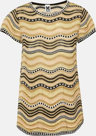 M Missoni Beige Metallic Wavy Knit Top