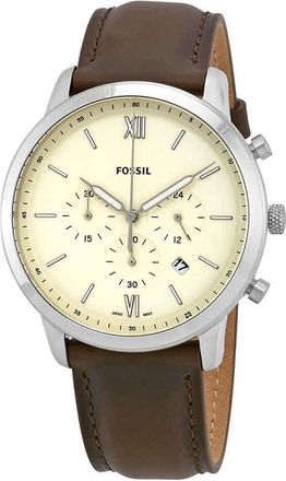 Fossil Neutra Chronograph Cream Dial Brown Leather Mens Watch FS5380