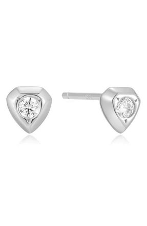 Ania Haie Sparkling Shield Stud Earrings in Silver at Nordstrom