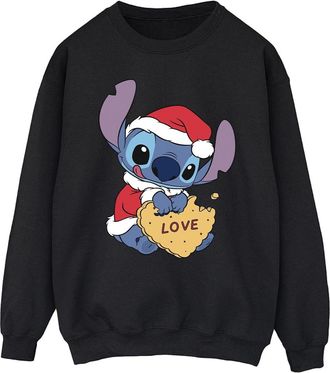 Disney Heren Lilo And Stitch Kerstmis Love Biscuit Sweatshirt (Zwart)