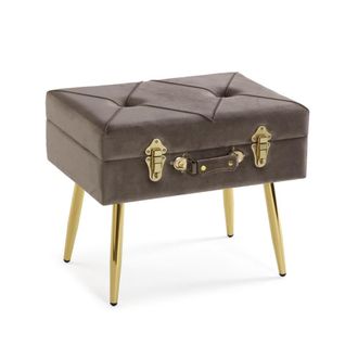 VERSA Banco pie de cama de estilo cl&aacute;sico en madera aglomerada gris claro