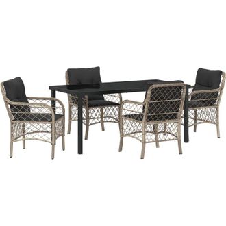 vidaXL Conjunto De Comedor De Jard&iacute;n 5 Pcs Gris Claro Polirat&aacute;n Vidaxl