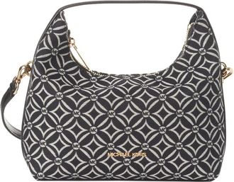 Michael Kors Geometrische Hobo Tas met Ritssluiting - Dames - Handtassen - Zwart - ONE Size - Katoen - Tassen