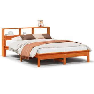 Berkfield Home Bookcase Bed without Mattress Wax Brown 120x200 cm Solid Wood Pine | Size: Small Double