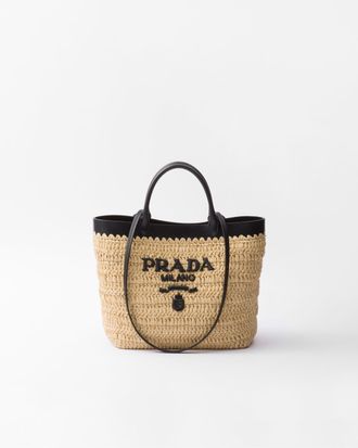 Prada Small crochet and leather tote bag