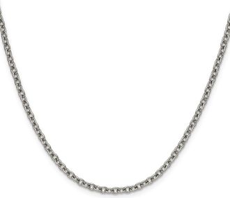 Diamond2Deal Stainless Steel Polished 3mm Cable Chain Necklace