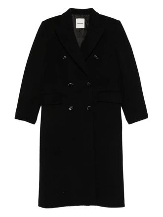 Sandro wool-blend double-breasted coat - women - Wool/Polyamide/Viscose/Cotton - 42 - Black