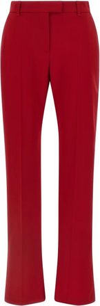 Alexander McQueen Alexander McQueen, Straight Trousers, female, Red, Size: L Wool Gabardine Tailored Trousers