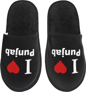 Generic Fuzzy Slippers I Love Punjab Fluffy Slippers Plush Comfy House Slipper For Spa Mens Women M