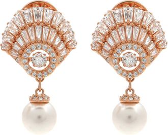 Swarovski Idyllia E Pierced Earrings Drop Pearl Sd Rose Gold Shiny White