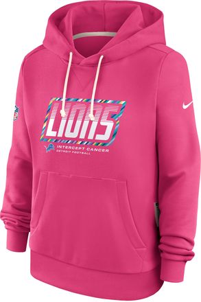 Nike Detroit Lions Crucial Catch Standard Issue Nike Womens Dri-FIT NFL Pullover Hoodie in Pink | 03C368XZUB-F9R