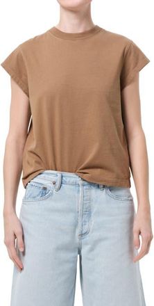 A Gold E Long Line Bryce Cap Sleeve T-Shirt in Hamoa Medium Tan Khaki at Nordstrom, Size X-Small