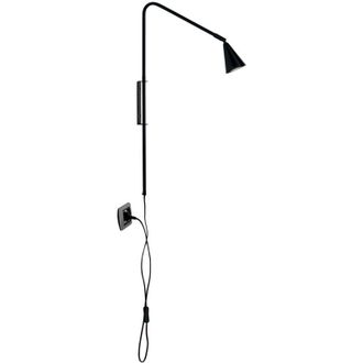 Luce-Ambiente-Design Applique enea in metallo nero con punto luce orientabile