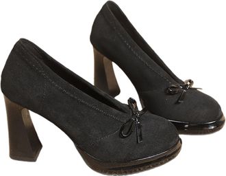 Generic Elegant Retro French High Heels Chunky Heel Dress Shoes for Evening Parties and Formal Occasions Red Heals Women Black Pumps Platform