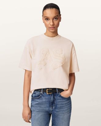 AllSaints Cotton Insignia Oversized Etta T-Shirt, Size: XS