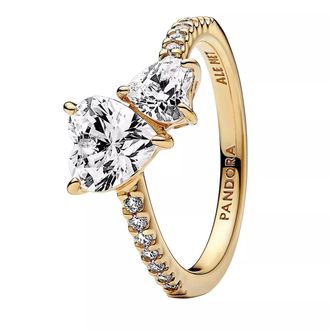Pandora Rings - Double Heart Sparkling - gold - Rings for ladies