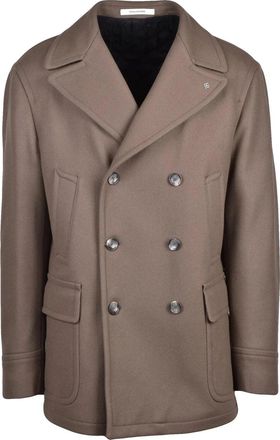 Tagliatore Double-Breasted Wool Cashmere Peacoat with Flap Pockets
