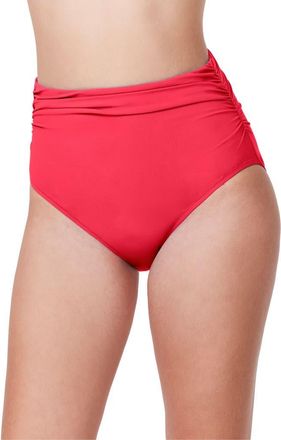 Gottex Tutti Frutti Shirred High Waist Swim Bottom in Coral at Nordstrom, Size 10