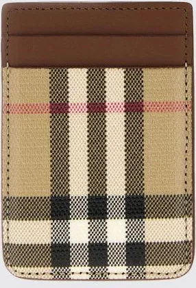 Burberry Portacarte in pelle di vitello e cotone con motivo Vintage check