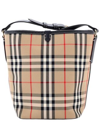 Burberry Black Check Canvas & Leather Ashby Bucket Bag Mini (Authentic Pre- Loved)
