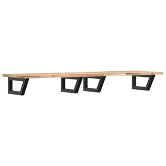 Berkfield Home Basin Shelf Wall Mounted Steel & Solid Wood Acacia in Brown