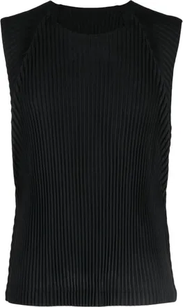 Homme Pliss&eacute; Issey Miyake Mc August pleated tank top - men - Polyester - 1 - Black