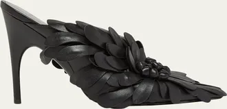 Balenciaga 90mm Flowers Leather Mule Pumps