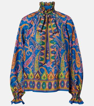 Etro Printed cotton and silk twill blouse