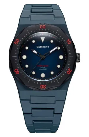 D1 Milano Subacqueo Polycarbonate Bracelet Watch, 40.5mm in Blue-Black at Nordstrom