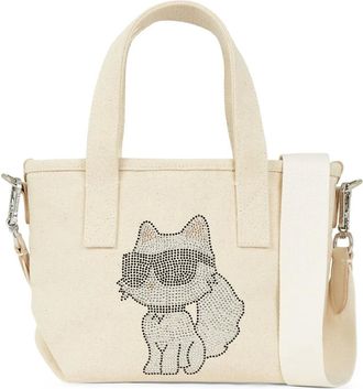 Karl Lagerfeld Borsa tote con grafica gatto - Toni neutri