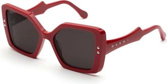 Marni Nimrela Zonnebril - Dames - Zonnebrillen - Rood - 56 MM - Accessoires